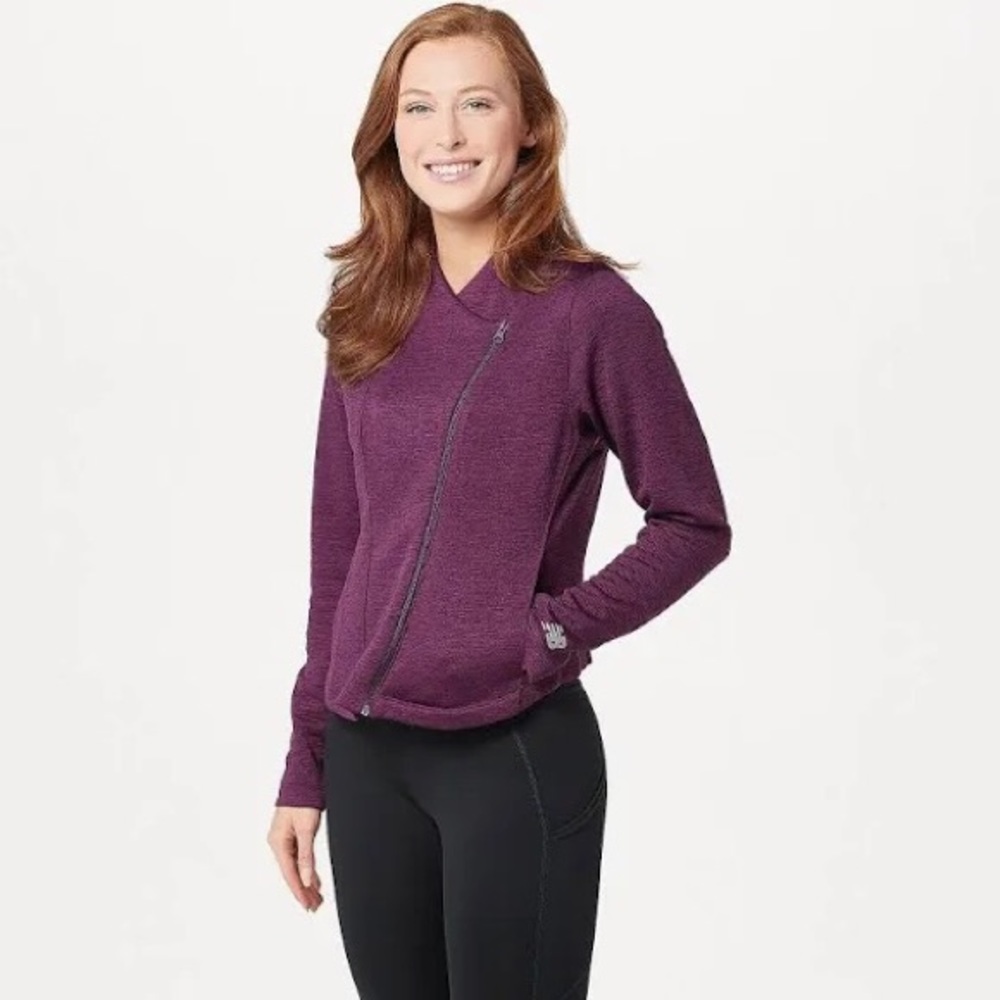 NWOT New Balance x Isaac Mizrahi Women's Asymmetric Cropped Bomber Style Jacket